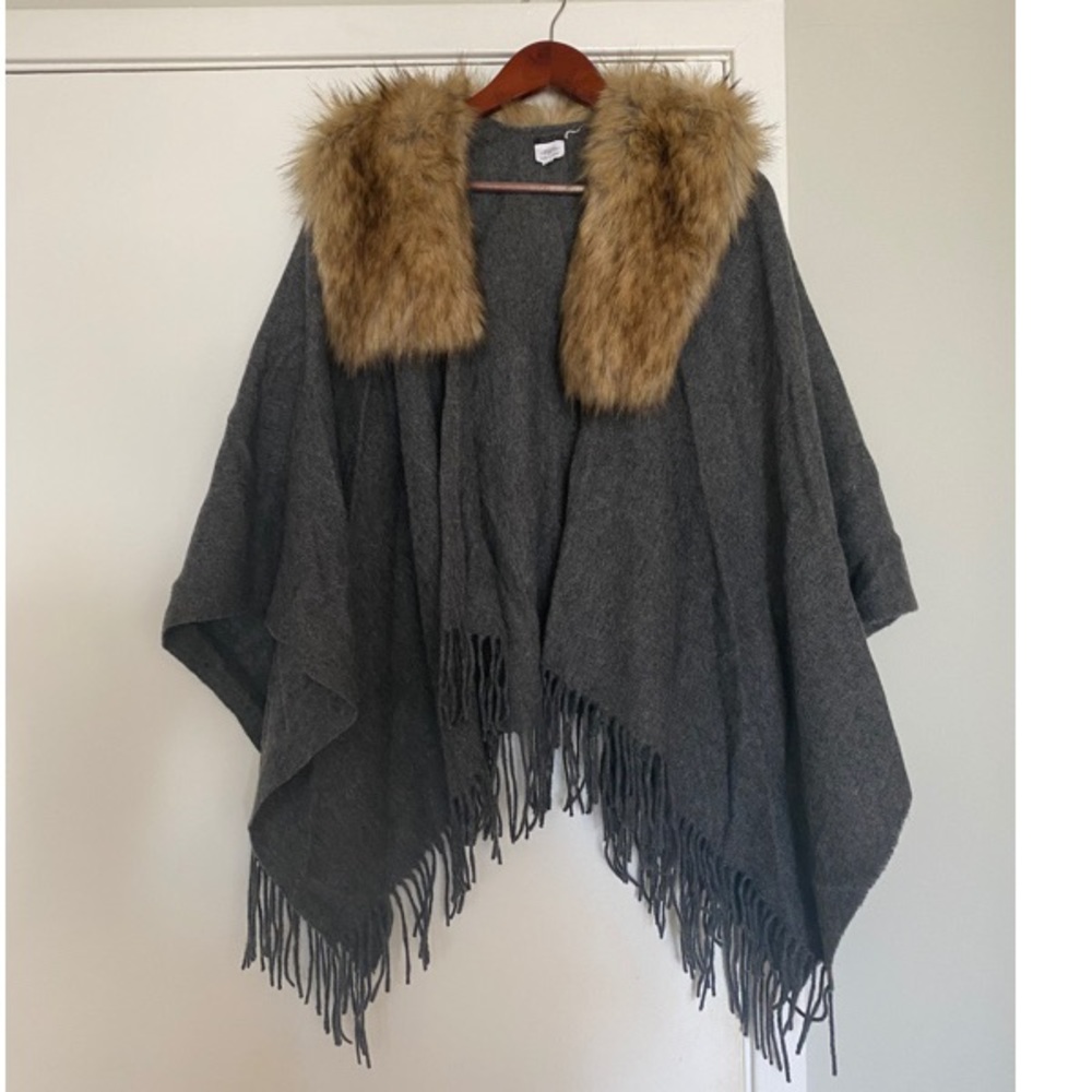 J CREW Faux Fur Poncho